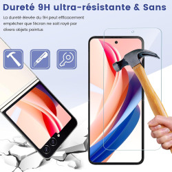 2 pièces Verre Trempé pour Samsung Galaxy Z Flip 5 Protection écran, HD Sans Bulles Anti‑Empreintes Vitre Protection, TPU auto-r