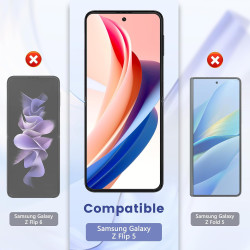 2 pièces Verre Trempé pour Samsung Galaxy Z Flip 5 Protection écran, HD Sans Bulles Anti‑Empreintes Vitre Protection, TPU auto-r