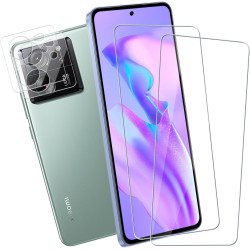 2+2 pièces Verre Trempé pour Xiaomi 13T/13T Pro Protection écran, HD Sans Bulles Anti‑Empreintes Caméra Arrière Vitre Protection