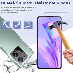 2+2 pièces Verre Trempé pour Xiaomi 13T/13T Pro Protection écran, HD Sans Bulles Anti‑Empreintes Caméra Arrière Vitre Protection