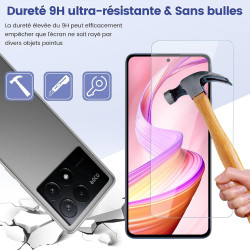 2 pièces Verre Trempé pour Xiaomi POCO X6 Pro 5G Protection écran, HD Sans Bulles Anti‑Empreintes Vitre Protection, 9H Anti-Rayu