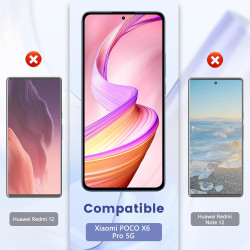 2 pièces Verre Trempé pour Xiaomi POCO X6 Pro 5G Protection écran, HD Sans Bulles Anti‑Empreintes Vitre Protection, 9H Anti-Rayu