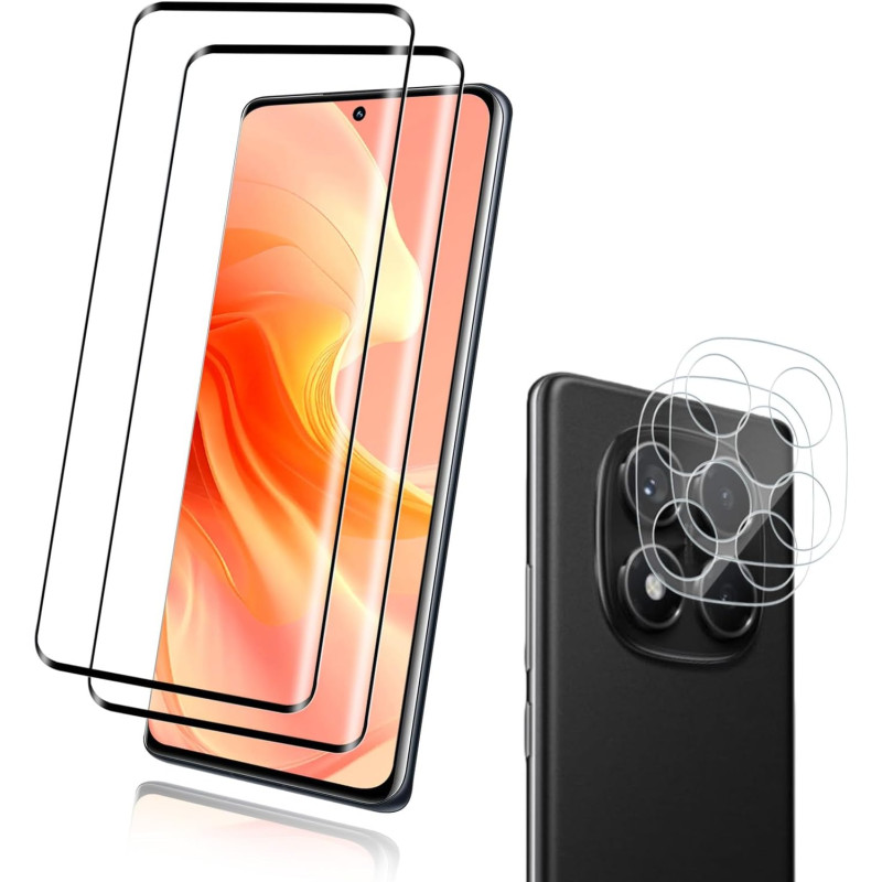 2+2 pièces verre trempé pour xiaomi rougemi note 14 pro, hd haute sensibilité 0,01 s réponse protection écran, 9h anti-rayures v