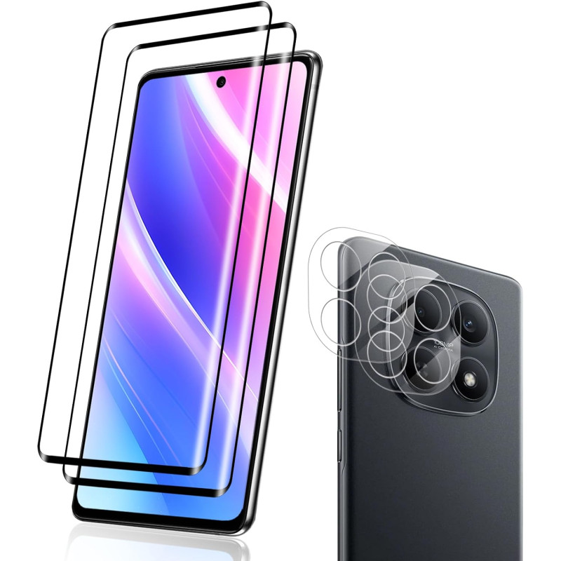 2+2 pièces verre trempé pour xiaomi rougemi note 15 5g, hd haute sensibilité 0,01 s réponse protection écran, 9h anti-rayures vi