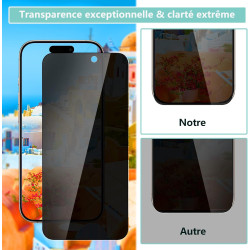 2 pièces Verre Trempé Anti‑Espion pour iPhone 16, 9H Anti-Rayures Protection écran, HD Sans Bulles Anti‑Empreintes Vitre Protect