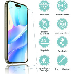 2 pièces Verre Trempé pour iPhone 16 pro, 0,33 mm 9H Dureté Anti-Rayures Protection écran, HD Sans Bulles Anti‑Empreintes Vitre 