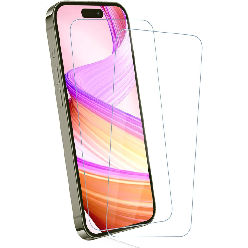 Carantee 2 Pièces Verre trempé pour iPhone 17, 9H Ultra-Résistant 0,33mm Vitre Protection, Toucher Sensible, Anti-Empreintes, HD