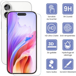 Carantee 2 Pièces Verre trempé pour iPhone 16, 9H Ultra-Résistant 0,33mm Vitre Protection avec Caméra, Toucher Sensible, Anti-Em
