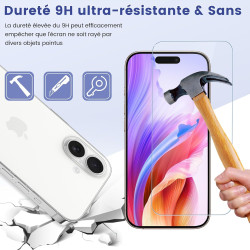 Carantee 2 Pièces Verre trempé pour iPhone 16, 9H Ultra-Résistant 0,33mm Vitre Protection avec Caméra, Toucher Sensible, Anti-Em