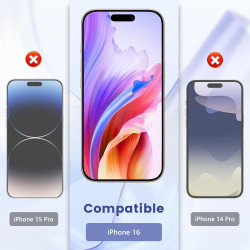 Carantee 2 Pièces Verre trempé pour iPhone 16, 9H Ultra-Résistant 0,33mm Vitre Protection avec Caméra, Toucher Sensible, Anti-Em