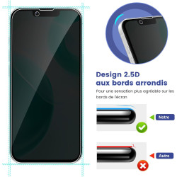 2 Pièces Anti Espion Verre trempé pour iPhone 14/13/13 Pro, 9H Ultra-Résistant 0,33mm Vitre Protection, Toucher Sensible, Anti-E