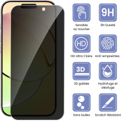 2 Pièces Anti Espion Verre trempé pour iPhone 15 Pro Max, 9H Ultra-Résistant 0,33mm Vitre Protection, Toucher Sensible, Anti-Emp