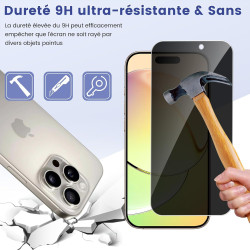 2 Pièces Anti Espion Verre trempé pour iPhone 15 Pro Max, 9H Ultra-Résistant 0,33mm Vitre Protection, Toucher Sensible, Anti-Emp