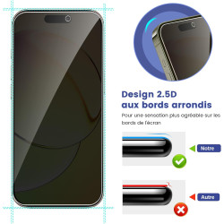 2 Pièces Anti Espion Verre trempé pour iPhone 15 Pro Max, 9H Ultra-Résistant 0,33mm Vitre Protection, Toucher Sensible, Anti-Emp