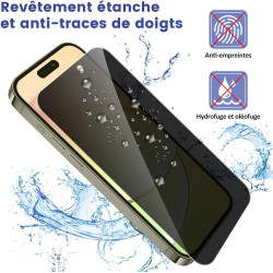 2 Pièces Anti Espion Verre trempé pour iPhone 15 Pro Max, 9H Ultra-Résistant 0,33mm Vitre Protection, Toucher Sensible, Anti-Emp