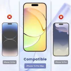 2 Pièces Anti Espion Verre trempé pour iPhone 15 Pro Max, 9H Ultra-Résistant 0,33mm Vitre Protection, Toucher Sensible, Anti-Emp