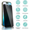 Carantee 2 pièces Film de protection intimité Verre Trempé pour iPhone 16 Pro, Haute Sensibilité Anti‑Espion Protection écran, 9