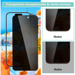 Carantee 2 pièces Film de protection intimité Verre Trempé pour iPhone 16 Pro, Haute Sensibilité Anti‑Espion Protection écran, 9
