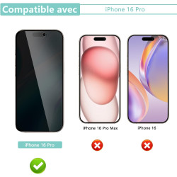 Carantee 2 pièces Film de protection intimité Verre Trempé pour iPhone 16 Pro, Haute Sensibilité Anti‑Espion Protection écran, 9