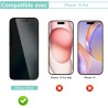 Carantee 2 pièces Film de protection intimité Verre Trempé pour iPhone 16 Pro, Haute Sensibilité Anti‑Espion Protection écran, 9
