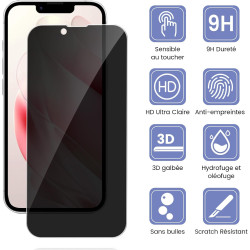 Carantee 2 Pièces Anti Espion Verre trempé pour iPhone 16e, 9H Ultra-Résistant 0,33mm Vitre Protection, Toucher Sensible, Anti-E
