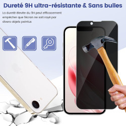 Carantee 2 Pièces Anti Espion Verre trempé pour iPhone 16e, 9H Ultra-Résistant 0,33mm Vitre Protection, Toucher Sensible, Anti-E