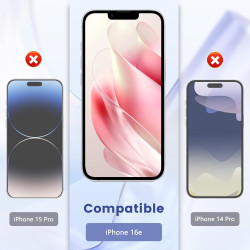 Carantee 2 Pièces Anti Espion Verre trempé pour iPhone 16e, 9H Ultra-Résistant 0,33mm Vitre Protection, Toucher Sensible, Anti-E