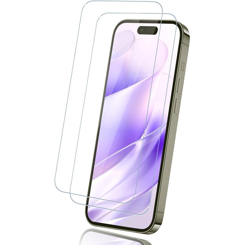 Carantee 2 pièces Verre Trempé pour iPhone 17, HD Haute Sensibilité 0,01 s Réponse Protection écran, 0,33 mm 9H Dureté Anti-Rayu