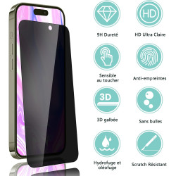 Carantee 2 pièces Film de protection intimité Verre Trempé pour iPhone 17, Haute Sensibilité Anti‑Espion Protection écran, 9H An