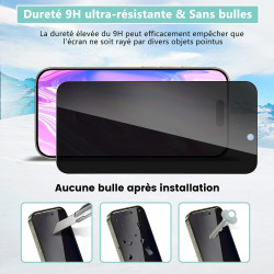 Carantee 2 pièces Film de protection intimité Verre Trempé pour iPhone 17, Haute Sensibilité Anti‑Espion Protection écran, 9H An