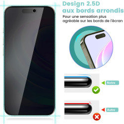 2 pièces Verre Trempé Anti‑Espion pour iPhone 17, 9H Anti-Rayures Protection écran, HD Sans Bulles Anti‑Empreintes Vitre Protect