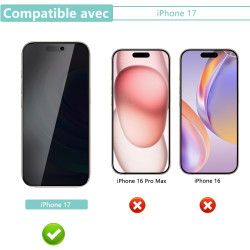 2 pièces Verre Trempé Anti‑Espion pour iPhone 17, 9H Anti-Rayures Protection écran, HD Sans Bulles Anti‑Empreintes Vitre Protect