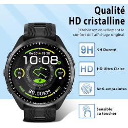 2 pièces Verre Trempé pour Garmin Forerunner 965 Protection écran, HD Sans Bulles Anti‑Empreintes Vitre Protection, 9H Anti-Rayu