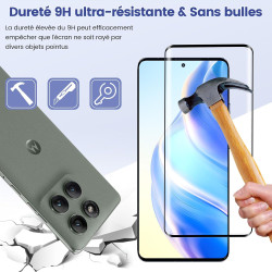 2 pièces Verre Trempé pour Motorola Edge 60/60 Fusion/60 Pro Protection écran, Sans Bulles Anti‑Empreintes Vitre Protection, 9H 