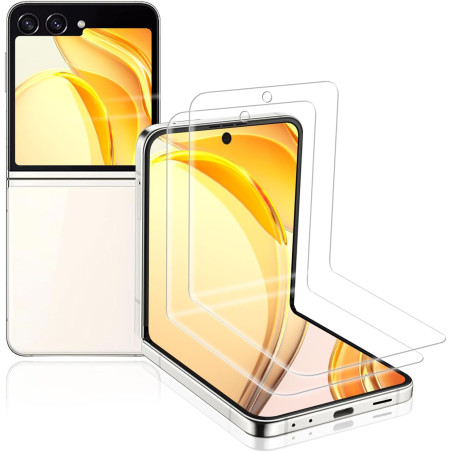 Carantee 2 pièces Verre Trempé pour Samsung Galaxy Z Flip 5 Protection écran, HD Sans Bulles Vitre Protection, 9H Anti-Rayures F