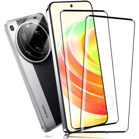 2+2 pièces Verre Trempé pour Xiaomi 15 Ultra 5G Protection écran, HD Sans Bulles Anti‑Empreintes Caméra Arrière Vitre Protection