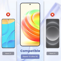 2+2 pièces Verre Trempé pour Xiaomi 15 Ultra 5G Protection écran, HD Sans Bulles Anti‑Empreintes Caméra Arrière Vitre Protection