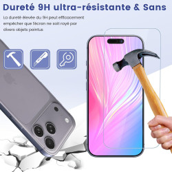 Carantee 2 Pièces Verre Trempé pour iPhone 17 Pro, Protection Écran 3D 0,33mm, Bords Anti-rayures, Dureté 9H, HD Transparent, Sa