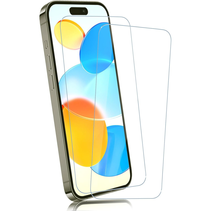 Carantee 2 Pièces Verre Trempé pour iPhone 16, Protection Écran 3D 0,33mm, Bords Anti-rayures, Dureté 9H, HD Transparent, Sans B