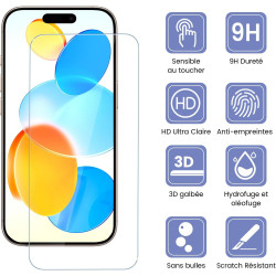Carantee 2 Pièces Verre Trempé pour iPhone 16, Protection Écran 3D 0,33mm, Bords Anti-rayures, Dureté 9H, HD Transparent, Sans B
