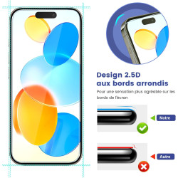 Carantee 2 Pièces Verre Trempé pour iPhone 16, Protection Écran 3D 0,33mm, Bords Anti-rayures, Dureté 9H, HD Transparent, Sans B