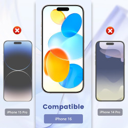 Carantee 2 Pièces Verre Trempé pour iPhone 16, Protection Écran 3D 0,33mm, Bords Anti-rayures, Dureté 9H, HD Transparent, Sans B