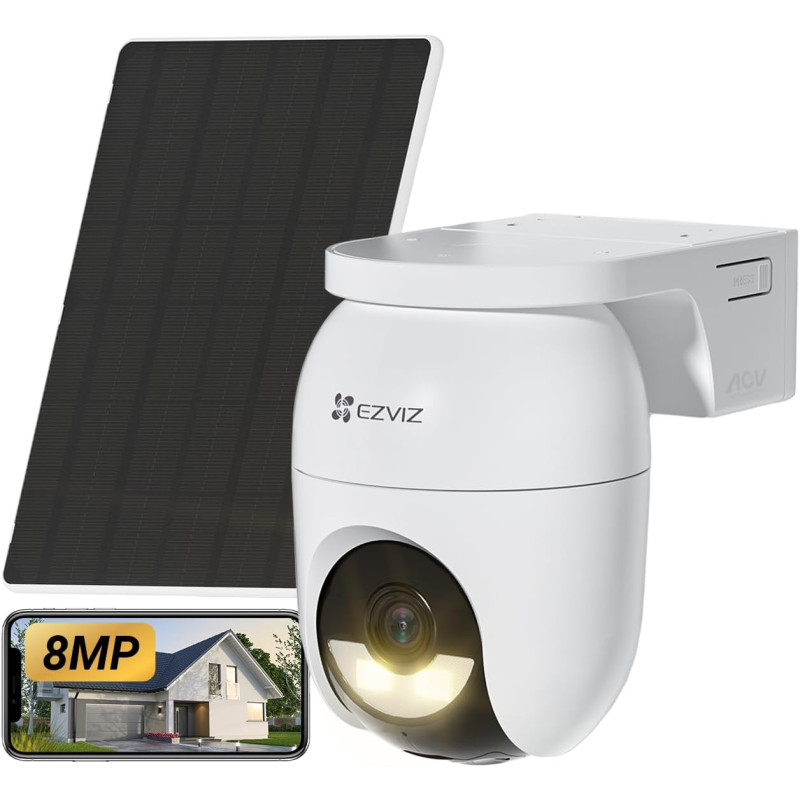 EZVIZ 4K(8MP) Caméra Extérieure sans Fil avec Mode AOV, Caméra à Batterie PT avec Détection de Personnes et de Véhicules, Vision