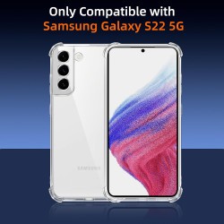 ZhuoFan Coque pour Samsung Galaxy S22 5G avec 2 Pièces Verre Trempé, Transparente TPU Silicone Bumper Case, [Coussin d'air Intég