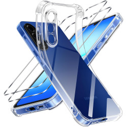 ZhuoFan Coque pour Samsung Galaxy A17 4G/5G avec 2 Pièces Verre Trempé, Transparente TPU Silicone Bumper Case, [Coussin d'air In