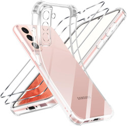 ZhuoFan Coque pour Samsung Galaxy S21 5G avec 2 Pièces Verre Trempé, Transparente TPU Silicone Bumper Case, [Coussin d'air Intég