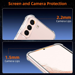 ZhuoFan Coque pour Samsung Galaxy S21 5G avec 2 Pièces Verre Trempé, Transparente TPU Silicone Bumper Case, [Coussin d'air Intég