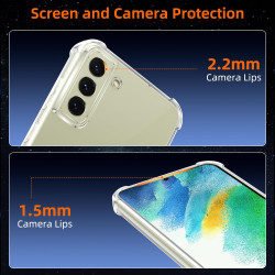 ZhuoFan Coque pour Samsung Galaxy S21 FE 5G avec 2 Pièces Verre Trempé, Transparente TPU Silicone Bumper Case, [Coussin d'air In