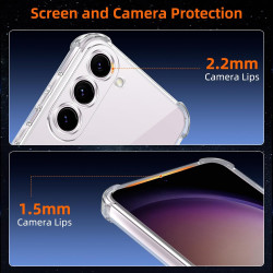 ZhuoFan Coque pour Samsung Galaxy S23 5G avec 2 Pièces Verre Trempé, Transparente TPU Silicone Bumper Case, [Coussin d'air Intég