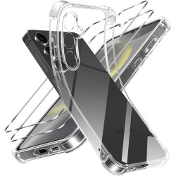ZhuoFan Coque pour Samsung Galaxy S24 5G avec 2 Pièces Verre Trempé, Transparente TPU Silicone Bumper Case, [Coussin d'air Intég